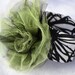 Lime green black white tulle fabric bracelet cuff corsage--Spring floral cotton ballerina rose retro Mod Prom Summer Halloween swirl citrus