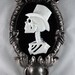 Gothic Victorian Gentleman Skeleton Cameo in silver tone frame - Black Light reactive