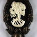 Gothic Victorian Lady Skeleton Cameo bone white in gold tone frame
