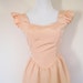 80's Vintage Prom Dress, Peach Taffeta Bow Dress
