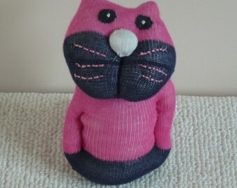 Plush Sock Animal - Martha ,Plush animal,sock animal,sock doll,stuffed animal,sock creature,sock sculpture,animal,sock,uk,cat,kitty,sock cat