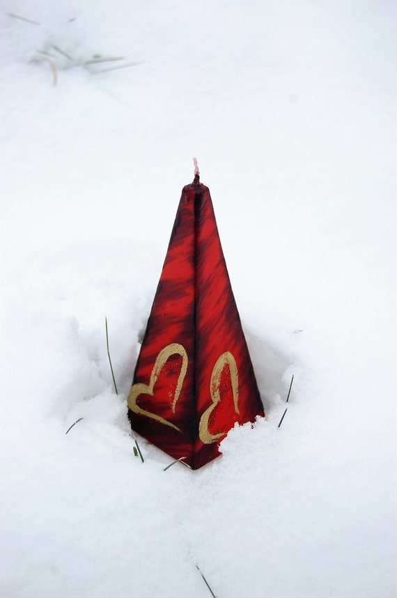 Items similar to Valentine's Day Candle Hand Painted Candle Pyramid