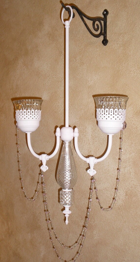 2 candle chandelier pink candlelier shabby chic by upcyclesisters 2 candle chandelier pink candlelier shabby chic by upcyclesisters