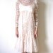 Peaches and Cream Lace Trumpet Dress Pale Peach Slip Dress Medium to Large Vintage 80s