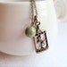 Vintage Style Carousel Horse Necklace. Dainty. Brass Chain. Mint Green. Natural Stone. Whimsical. Romantic. Carnival. Cute. Animal Jewelry.