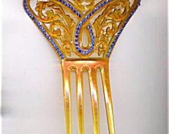 Large Comb with Blue and Green Rhinestones ITEM NO: 14107