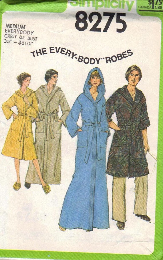 1970s Simplicity Sewing Pattern Unisex Bathrobe Size Medium
