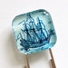 Ship Bookmark, Glass Bookmark, book mark, Blue, Ship, Schooner, gift for him, stocking stuffer (815)