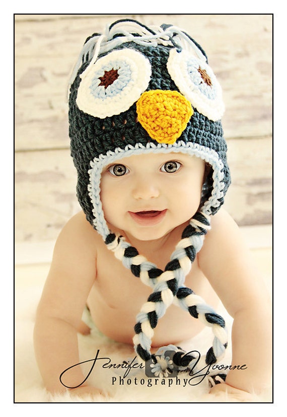 Crochet Baby Owl Hat for Newborn Boys / Baby Owl Hat / Newborn