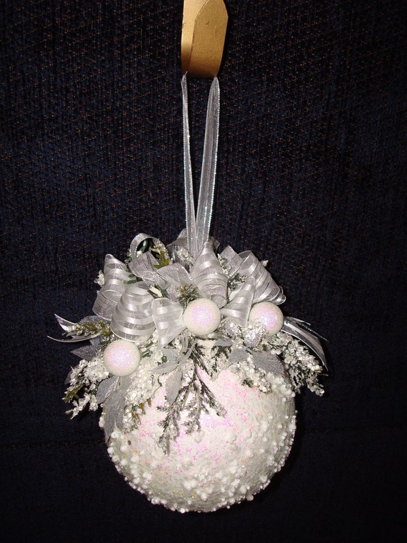 Items similar to Snowy White Christmas Kissing Ball on Etsy