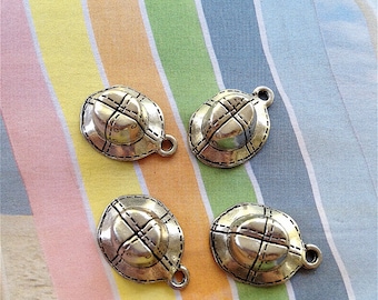 Floppy Hat Charms --4 pieces-(Antique Pewter Silver Finish)--style 902-
