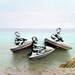 Jet Ski and Rider Charms ---3 pieces-(Antique Pewter Silver Finish)--style 811