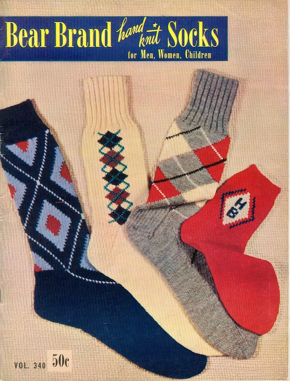 Vintage Socks Patterns 1950 Knitting Book Bear Brand Vol 340