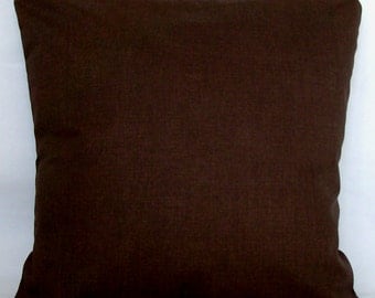 Brown Throw Pillow Cover, 16x16 or 14x14 inch Solid Decorative Cushion Cover - Dark Brown Chocolate, More Sizes Available