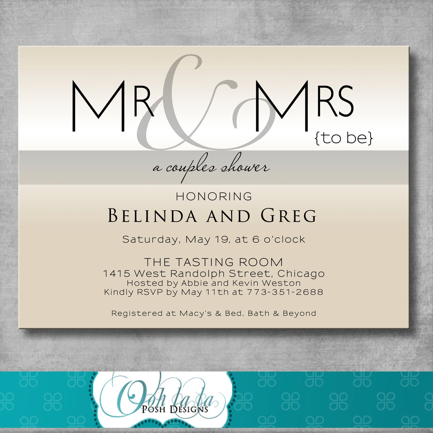 Printable Couples Shower Invitation Modern Mr & Mrs