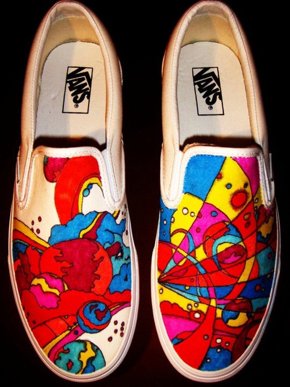 Peter Max Shoes-Hand Painted Canvas Slip-On by CallieMichelleArt