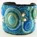 Turquoise, Blue Chalcedony, Freshwater pearls and Japanese Seed Beads, Statement Bead Embroidered Art Cuff. FREE SHIPPING
