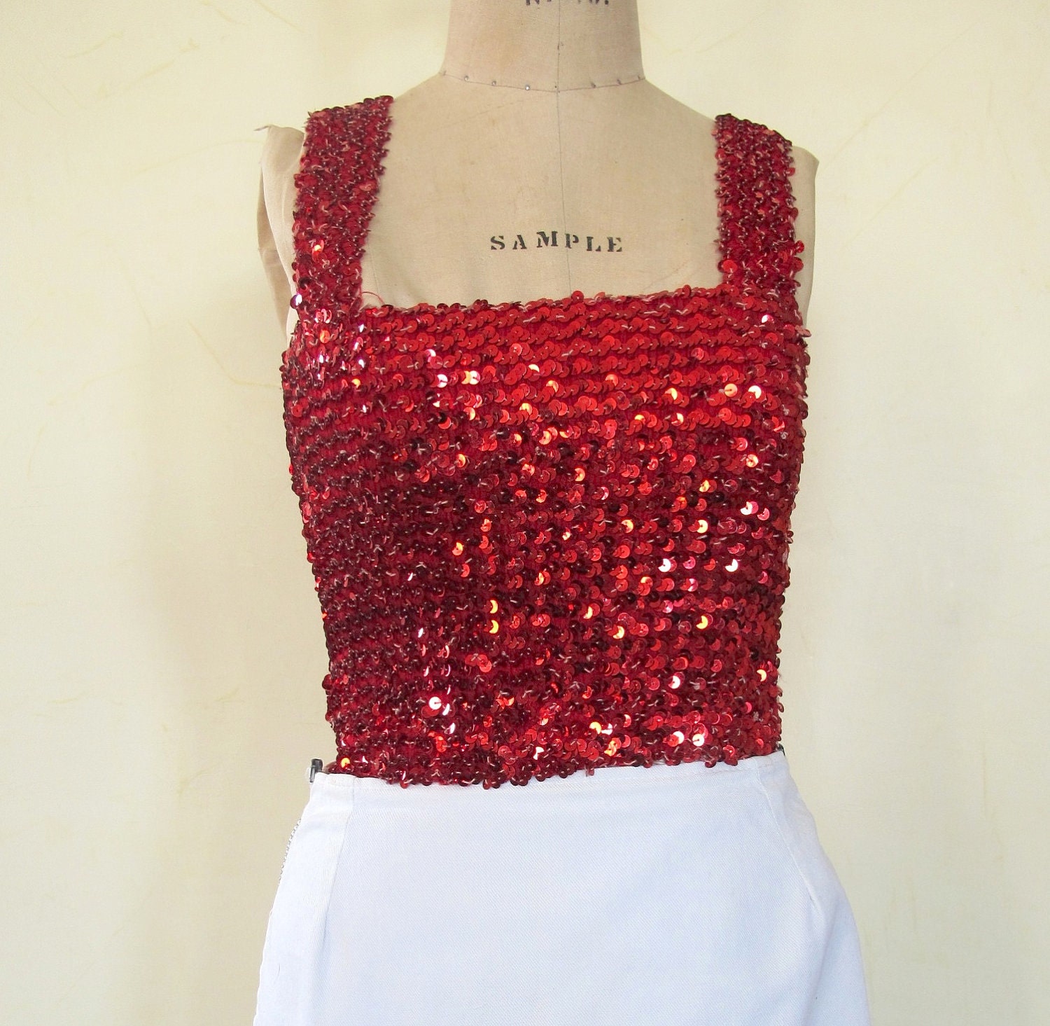 Red Sequin Tube Top the Real Deal Roller Disco by