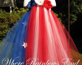 Stars & Stripes - Fourth of July - Pageant Tutu Dress sizes 6-9m, 9-12m, 18-24m, 3t, 4t, 5t, girls 6