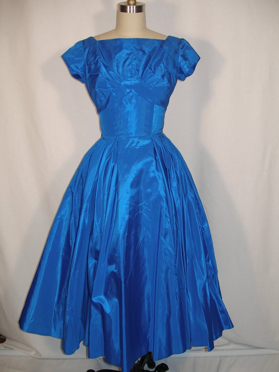 1950s Cobalt Blue Cocktail Dress by KravenBlaylockDesign on Etsy