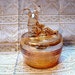 Vintage 1950s Glass Powder Jar Marigold Carnival Glass Scotty Dog Powder Jar