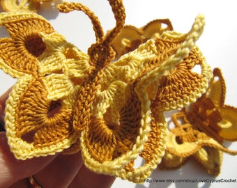 Crochet Butterfly PATTERN, 3d Butterflies, Crochet Cozy Spring Decorations DIY Craft, Butterfly Art, Instant Download PDF Pattern No.16