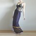 Wrap maxi skirt in gold purple batic