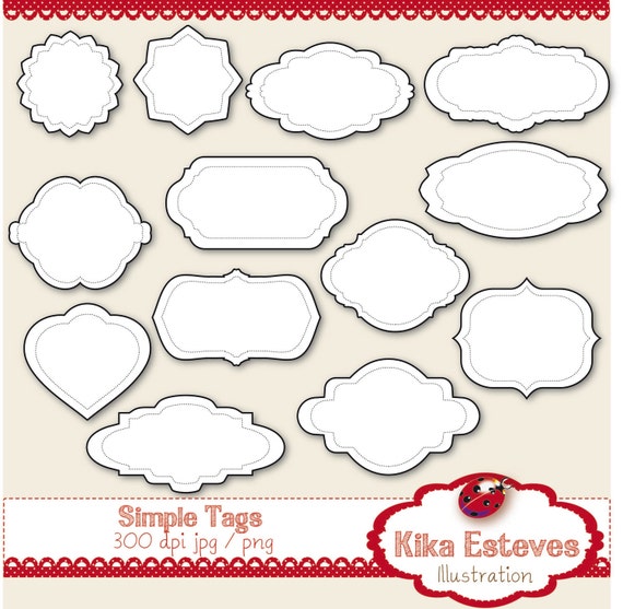 Simple Tags Basic Labels Digital Clipart / by DigiKika on Etsy