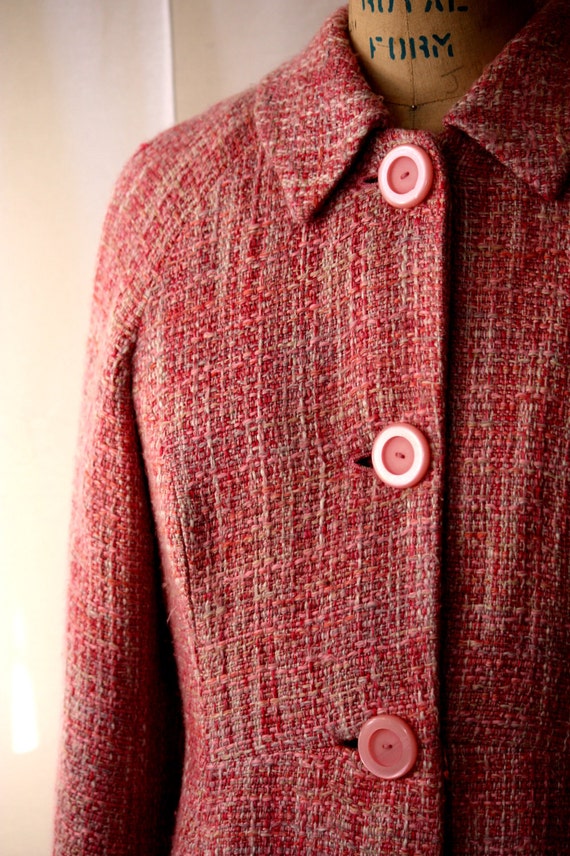 Pink Tweed Boucle Coat 1940s-1950s style size by SlipperyCrockery