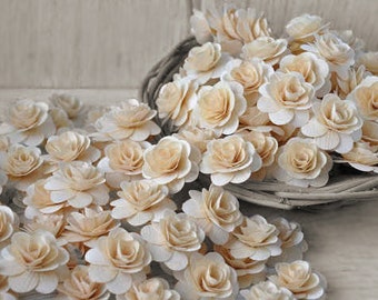 150 Pcs Natural Birch Wood Roses for Weddings, Home Decorations, Scrapbooking and Floral Arrangements