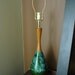 Vintage Ceramic and Teak Table Lamp, Turquoise and Green Glaze, Mid Century Modern Home Decor