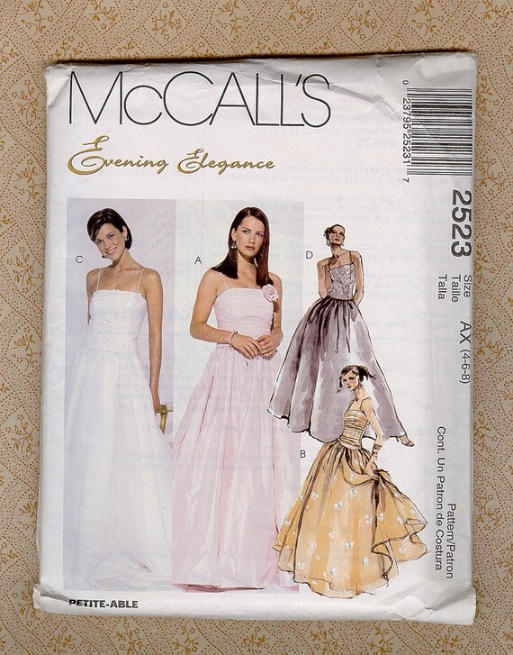 pattern overlay dress Dress 2523 Sewing Prom Gown Pattern Evening McCall's Evening Formal