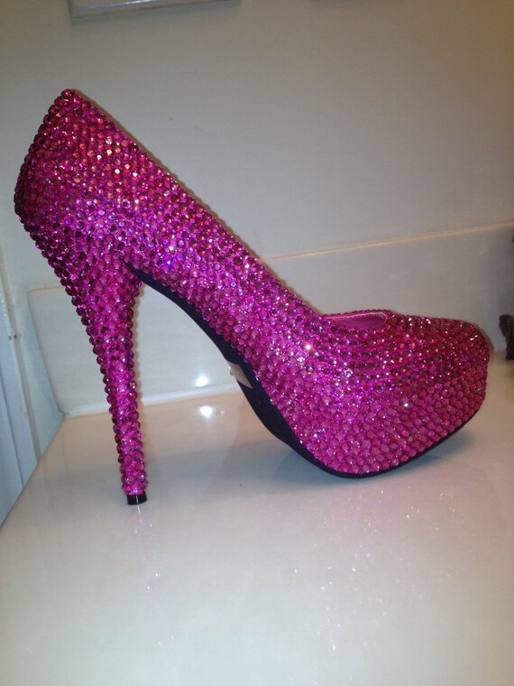 Items similar to Fuchsia Crystallized High Heels on Etsy