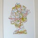 Her Royal Highness Queen Elizabeth - Made in Britian from a vintage map of London