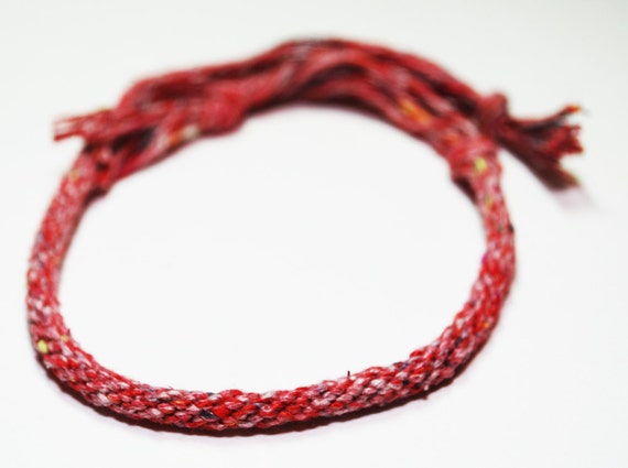 Bracelet Eco Friendly Kumihimo Recycled Fibre Red Jewelry