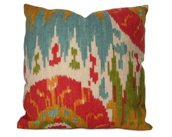 Ikat Pillow Cover Navajo Nation Ikat in Red Blue Green