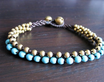 Bracelet Handmade Multi Color Bubbles & Brass Beads by thaibeauty