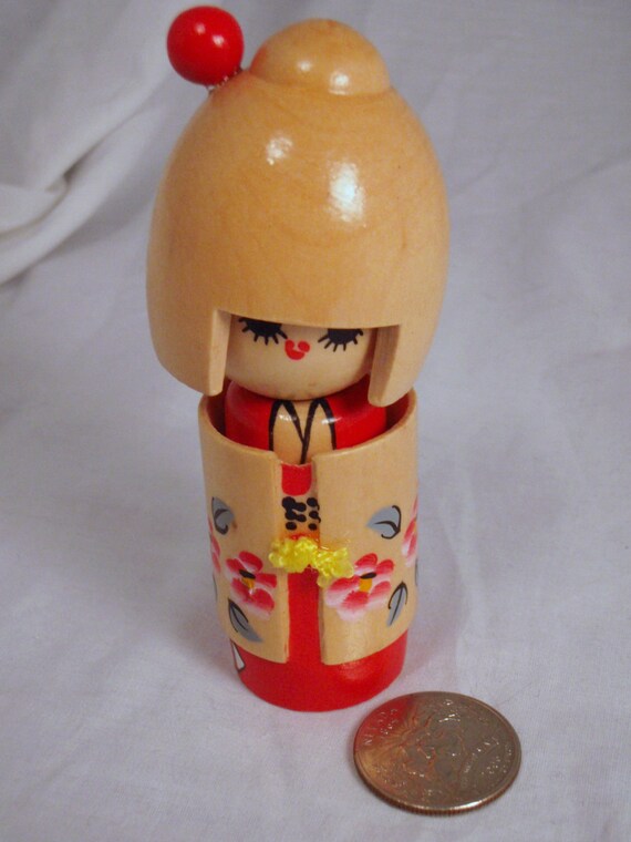 LAST CHANCE SALE Vintage Kokeshi Wooden Japanese Doll Japan