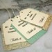 Wedding escort card, seating card. Unique layered escort cards made from vintage atlas pages. Custom printed.