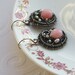Pink Opal Sterling Silver Earrings Freshwater Pearl Wire Wrapped