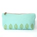 SALE - Cotton pouch, handprinted, metal zipper