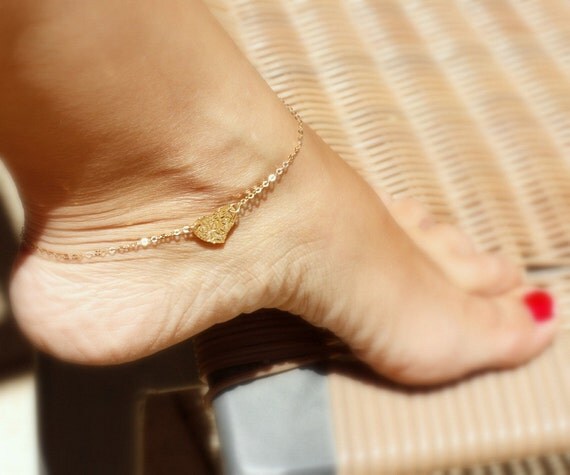 Anklet Gold Heart Anklet Heart Anklet In 14kt Gold Filled