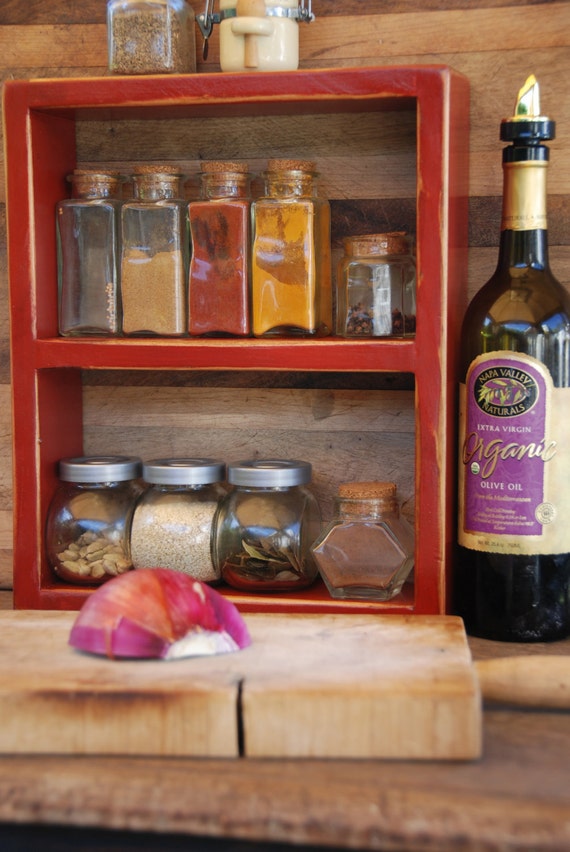 Items similar to Spice RackSmall free standing spice rack Rusty Red