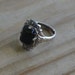 HOLDAwesome NOS art deco 20s / 40s adjustable silver tone uncas Gatsby cocktail ring with black glass onyx cabochon