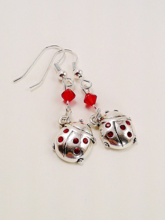 Ladybug earrings swarovski Clearance