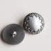 27 Round, Vintage Silver Tone, Plastic Shank Button Collection, with Raised Design on the Edges Item 0305
