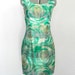 Vintage Sheath Shark Skin Green Gray Emerald Dress. Size Medium. Brand New. 60s Cocktail Dress Linen. Mad Men Fashion. Summer Spring