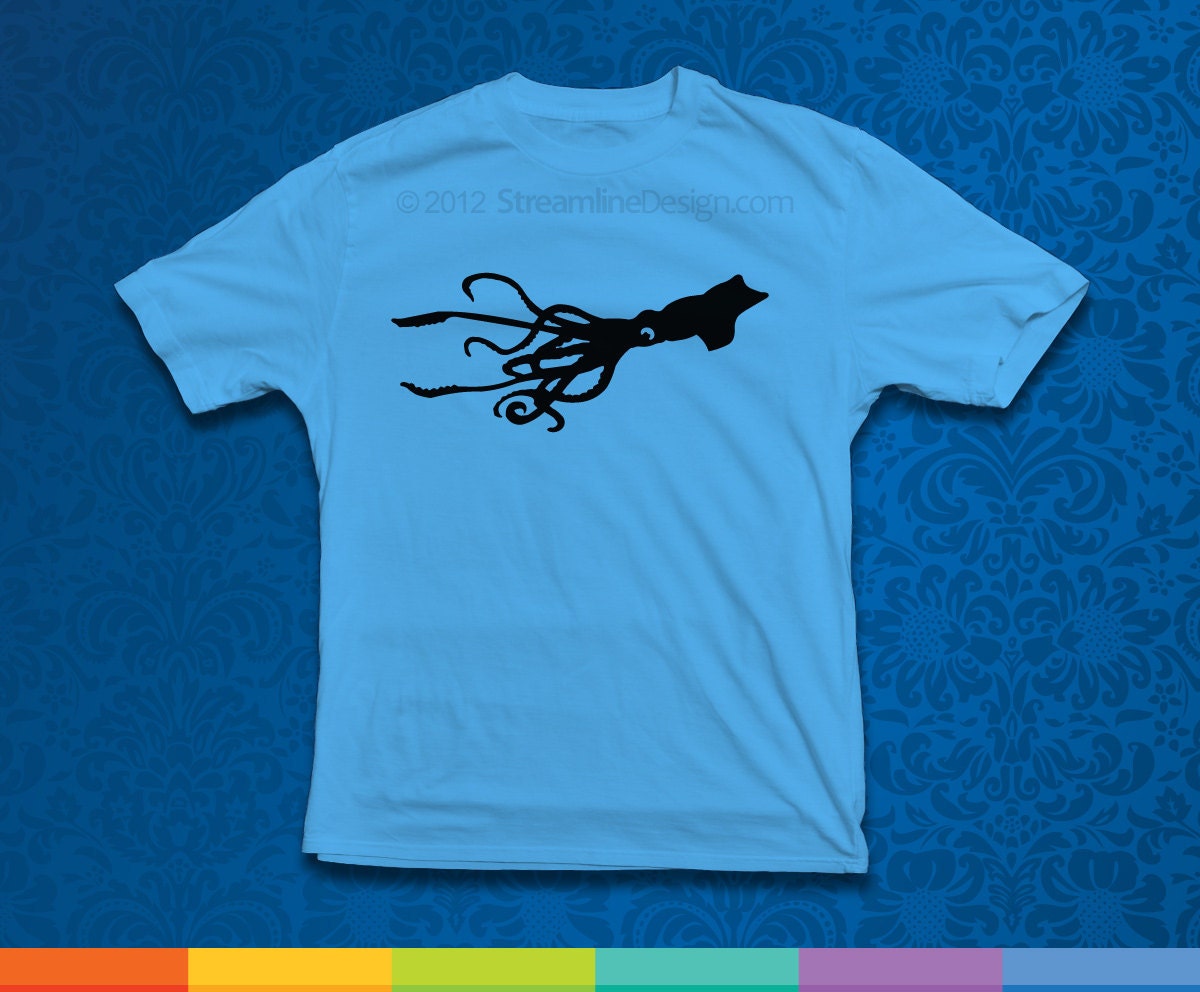 Giant Squid Blue Unisex T Shirt Available In Adult Sizes