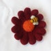 Needle felted flower brooch, bee brooch, needle felted flower and bee, Red flower, orange bee, yellow felt flower