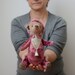 Christmas Traditional Bear Ivan - Deer Pink Suit Soft Horns - Designer Stuffed Bear Toy